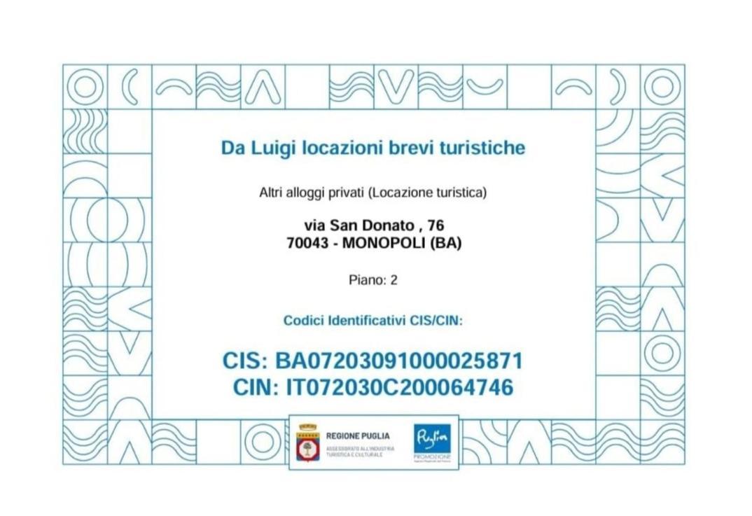 Da Luigi Locazioni Brevi Turistiche Bed & Breakfast Monopoli Eksteriør bilde